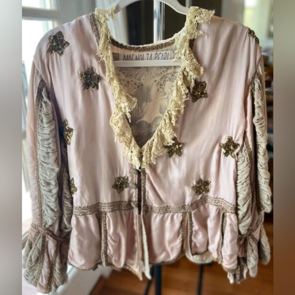 Rare romantic Magnolia Pearl real silk Monique Jacket in colour Peony - Picture 4 of 6